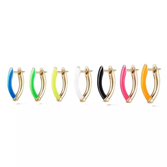 Neon Collection 14kt GP White Enamel Earrings - Picture 5 of 5